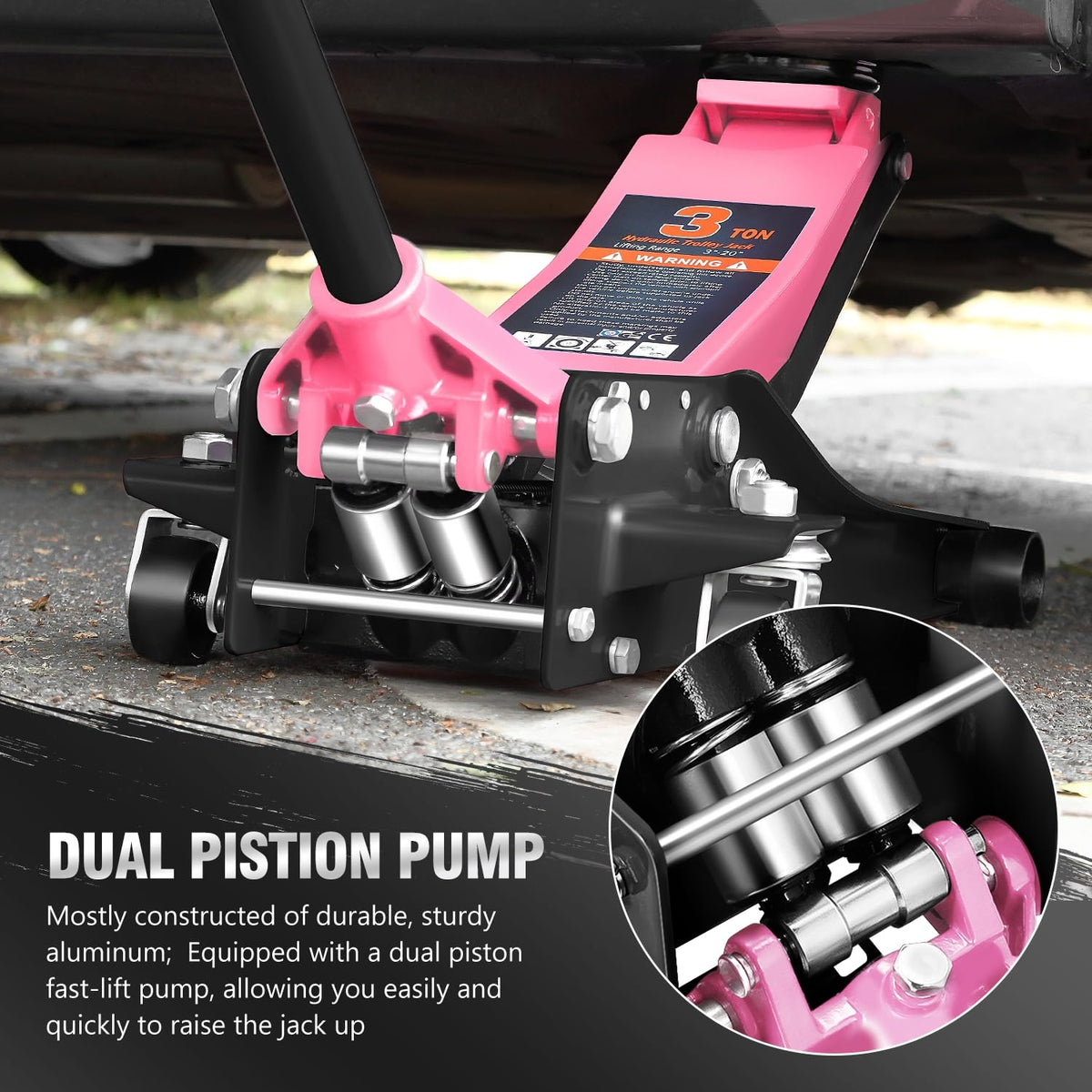Low Profile Hydraulic Trolley Floor Jack 3 Ton Pink R268