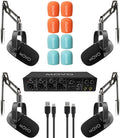 4-Person Podcast Equipment Bundle with 4-Channel USB Audio Interface and 4 Dynamic Microphones R27467