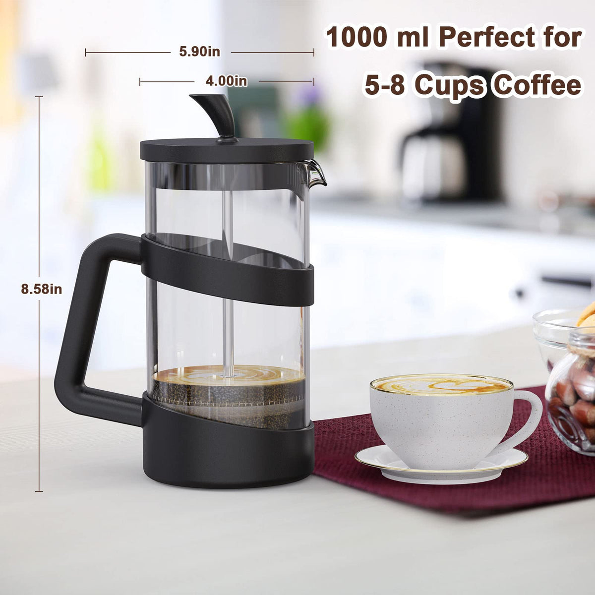 34 oz Glass French Press Coffee Maker I6493
