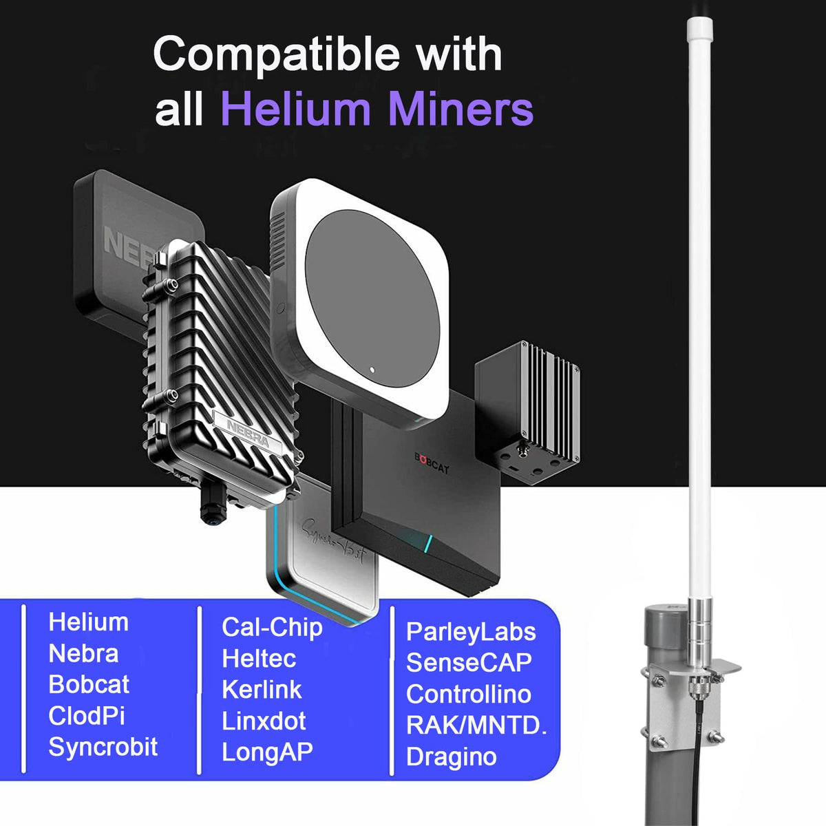 Waterproof 8dBi Omni-Directional Glass Fiber LoRaWan 915MHz Antenna with 5M Cable S266977