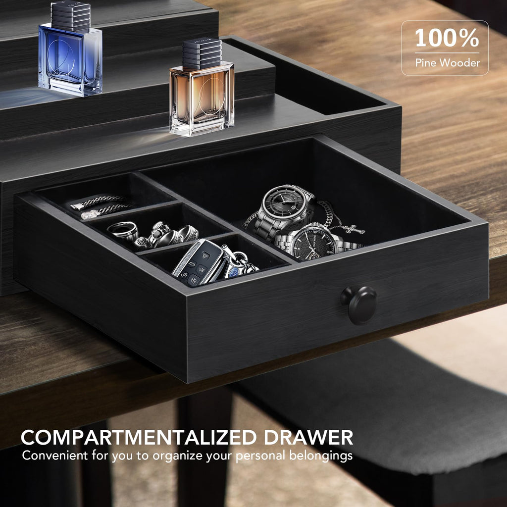 3 Tier Cologne Stand Organizer with Velvet Lining Drawer Q338