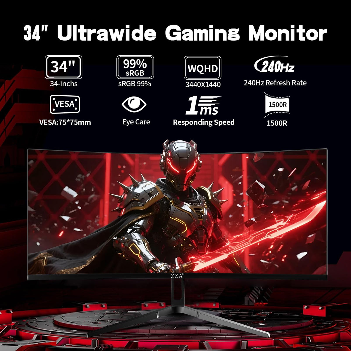 34 Inch Curved Ultrawide Gaming Monitor 240Hz WQHD S358077