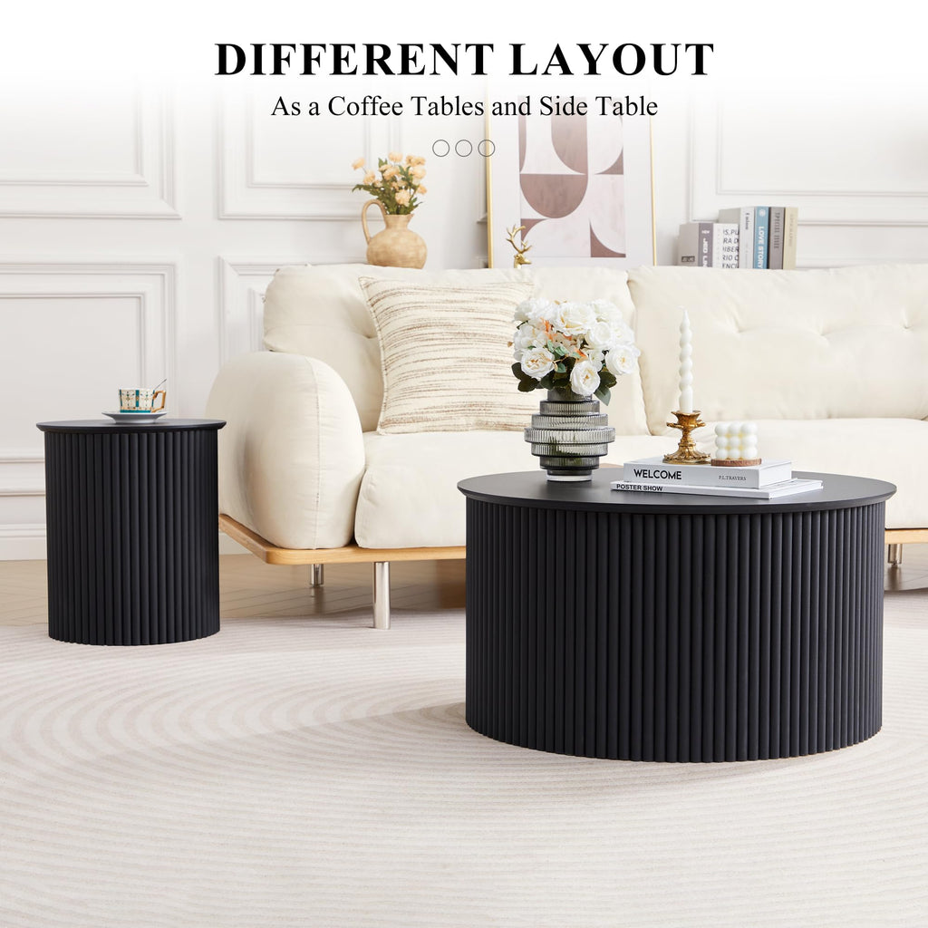 Fluted Round Nesting Coffee Table Set of 2 S974351