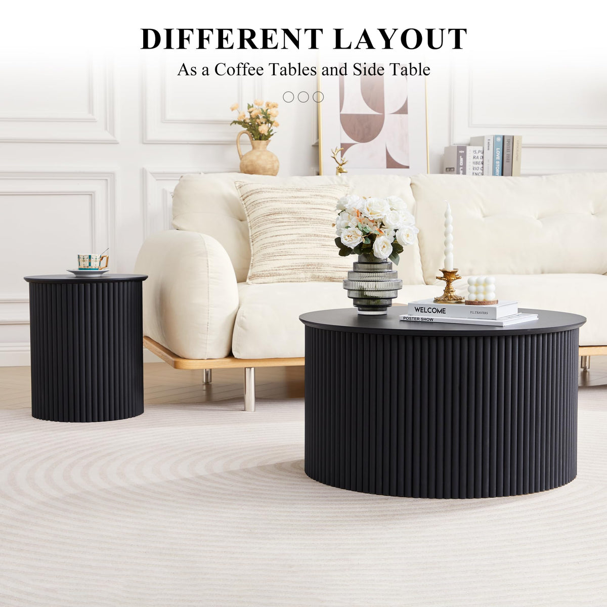 Fluted Round Nesting Coffee Table Set of 2 S974351