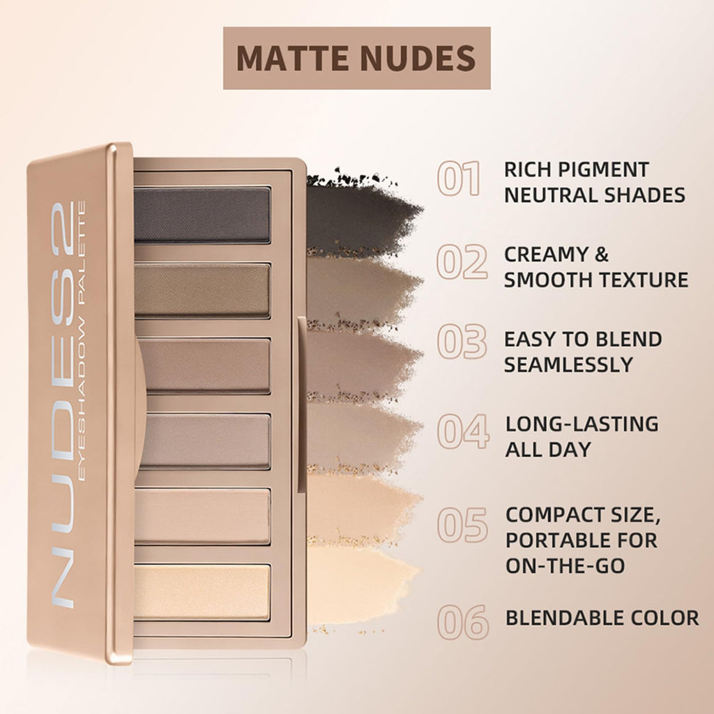 Matte Neutral Mini Eyeshadow Palette with Brush X7041