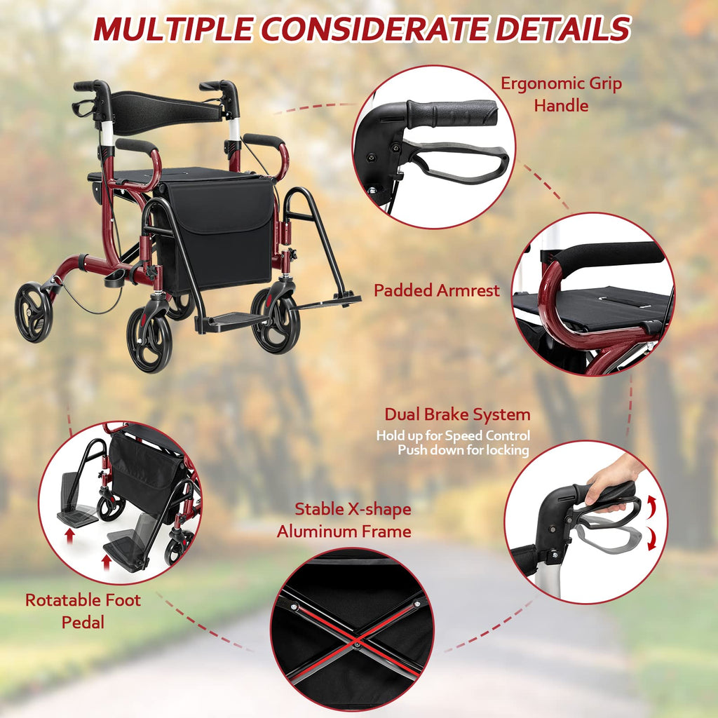 2-in-1 Rollator Walker with Seat X667725