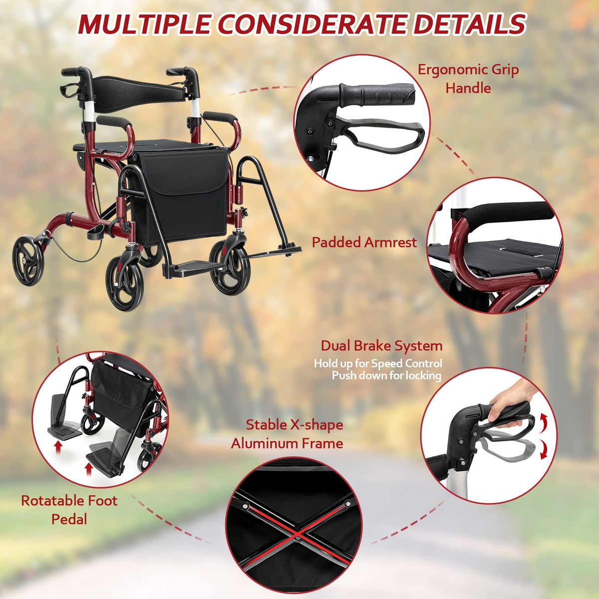 2-in-1 Rollator Walker with Seat X667725