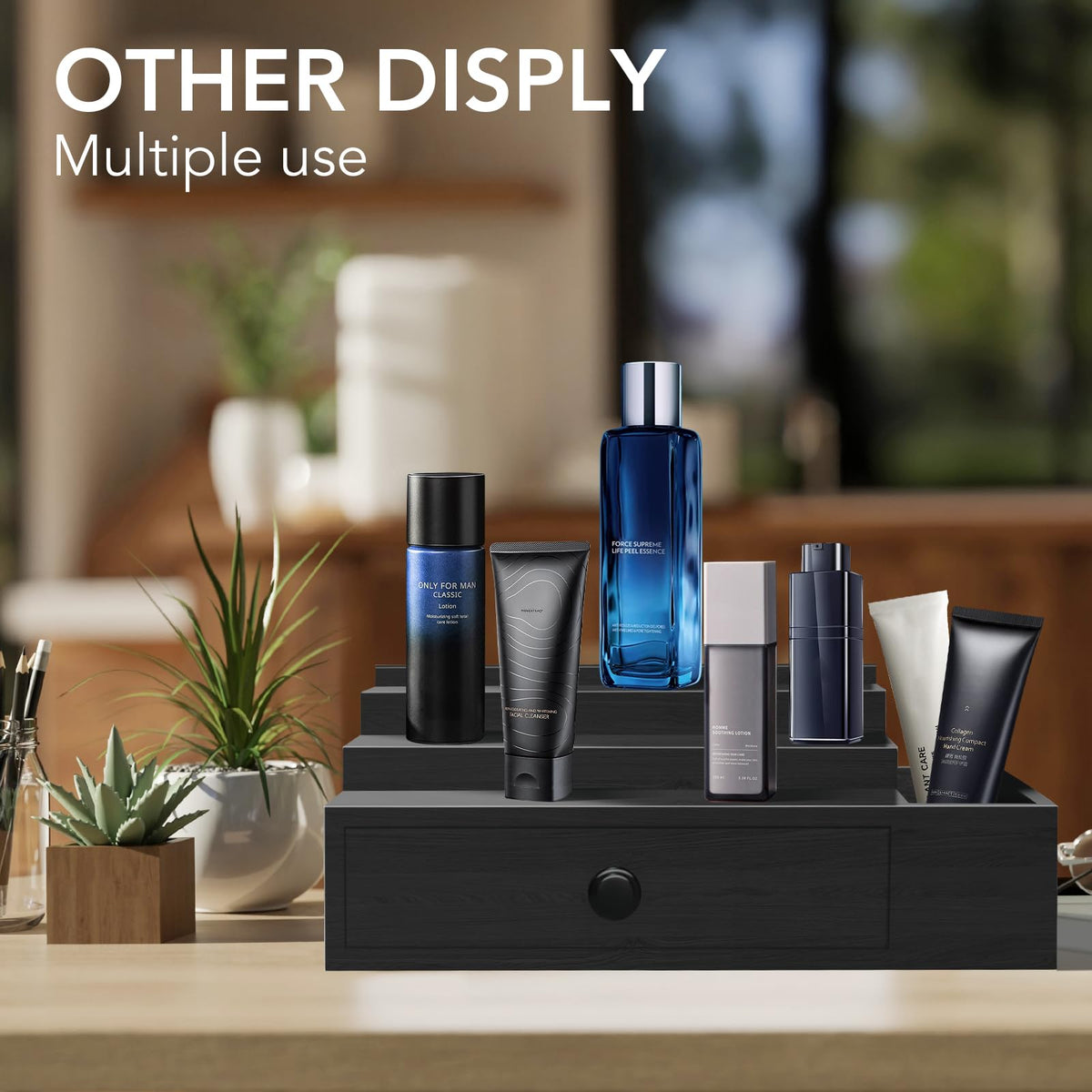 3 Tier Cologne Stand Organizer with Velvet Lining Drawer Q338