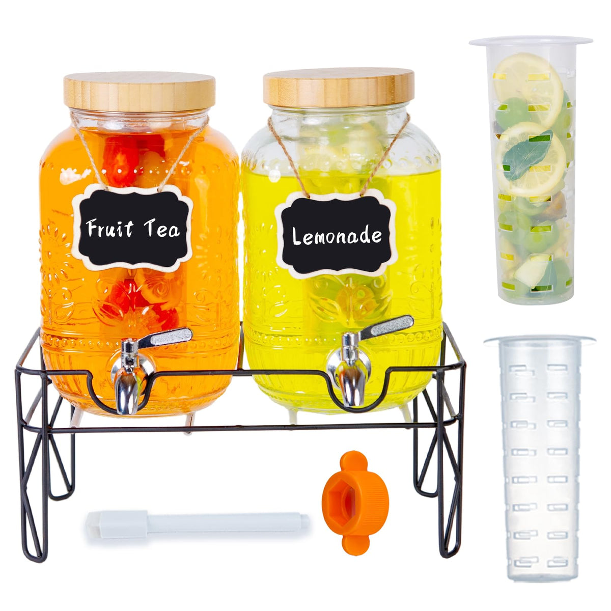 2-Pack 1 Gallon Glass Drink Dispensers with Spigot G14581