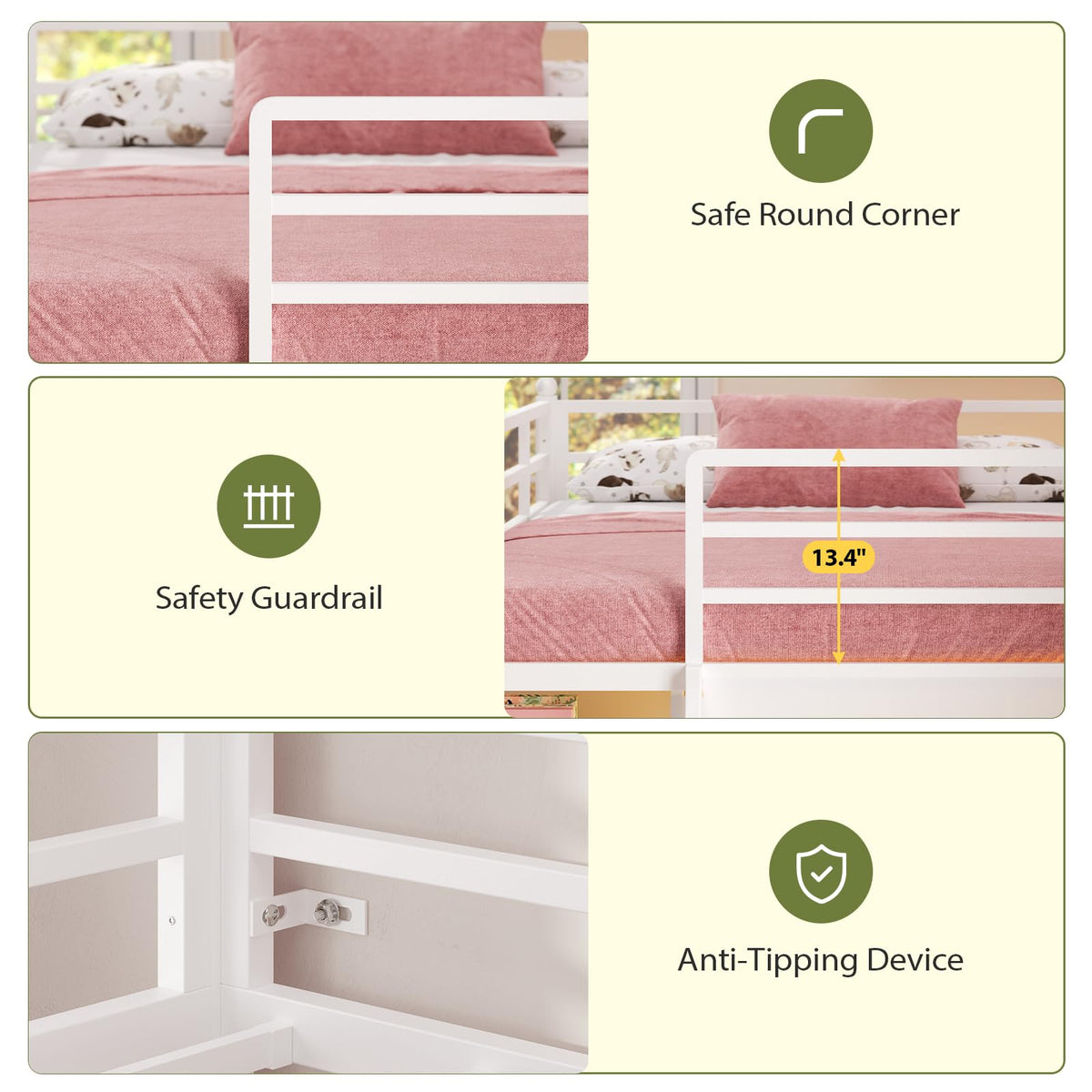 White Twin Loft Bed with Bookshelf, Display Shelf, Storage Drawers and Ladder Q8032
