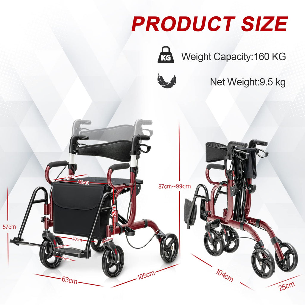 2-in-1 Rollator Walker with Seat X667725