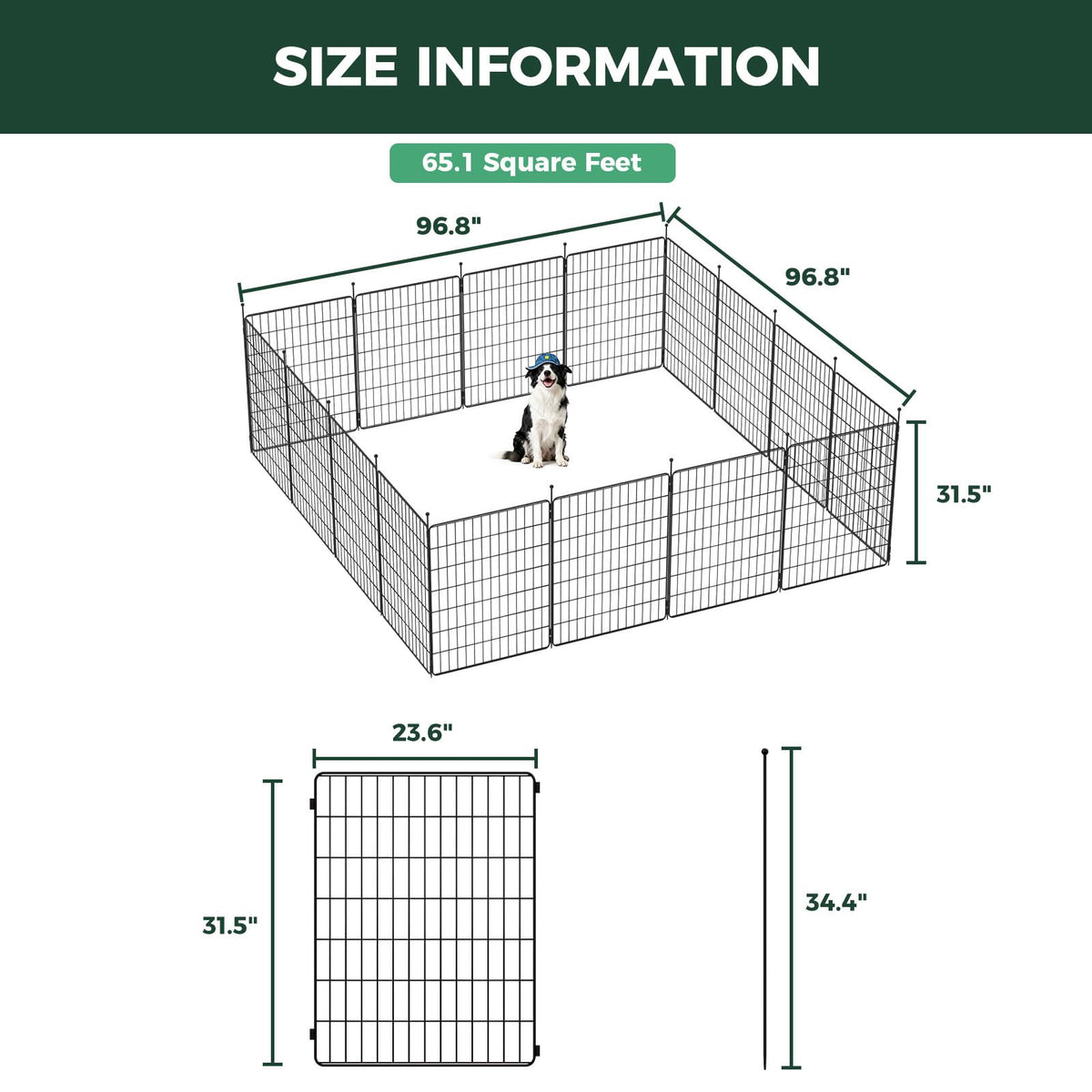 32" H 16 Panels Dog Playpen X95008