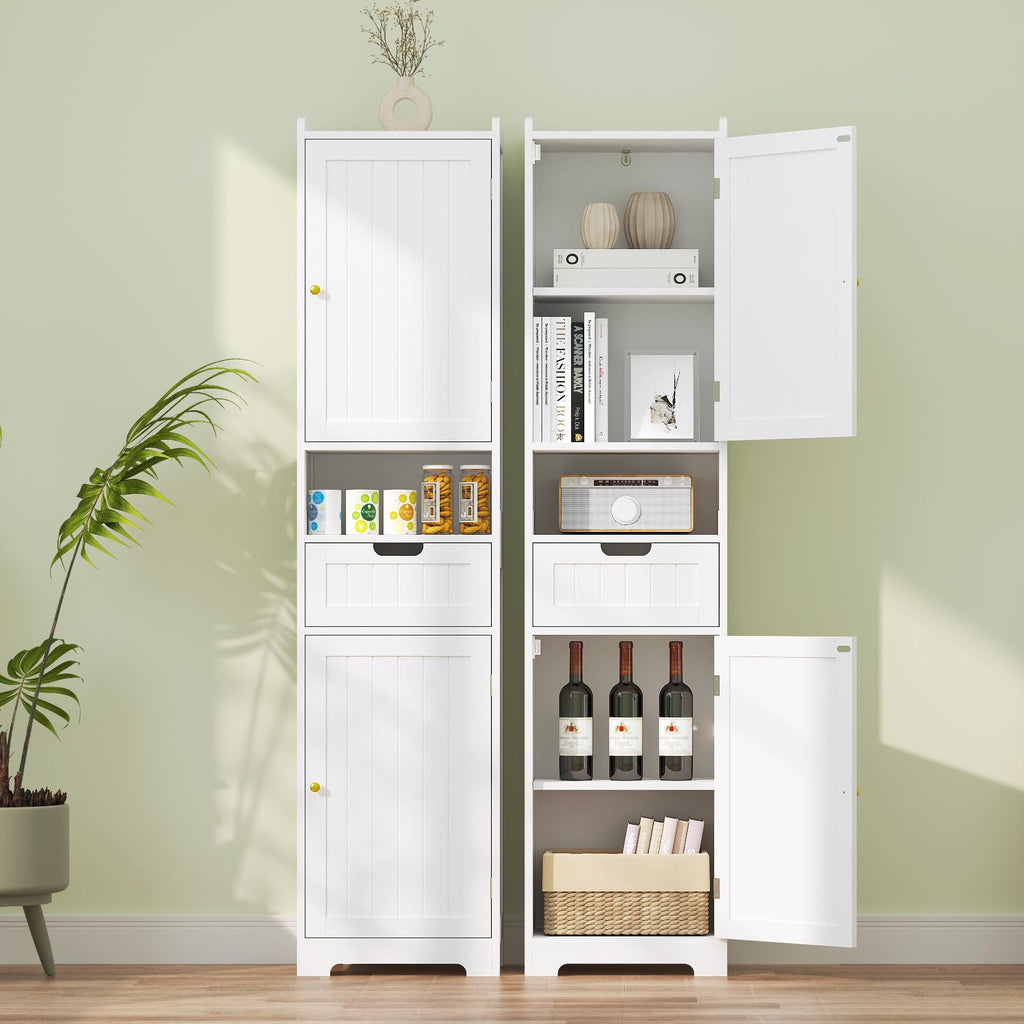 67" H Tall White Bathroom Storage Cabinet B447