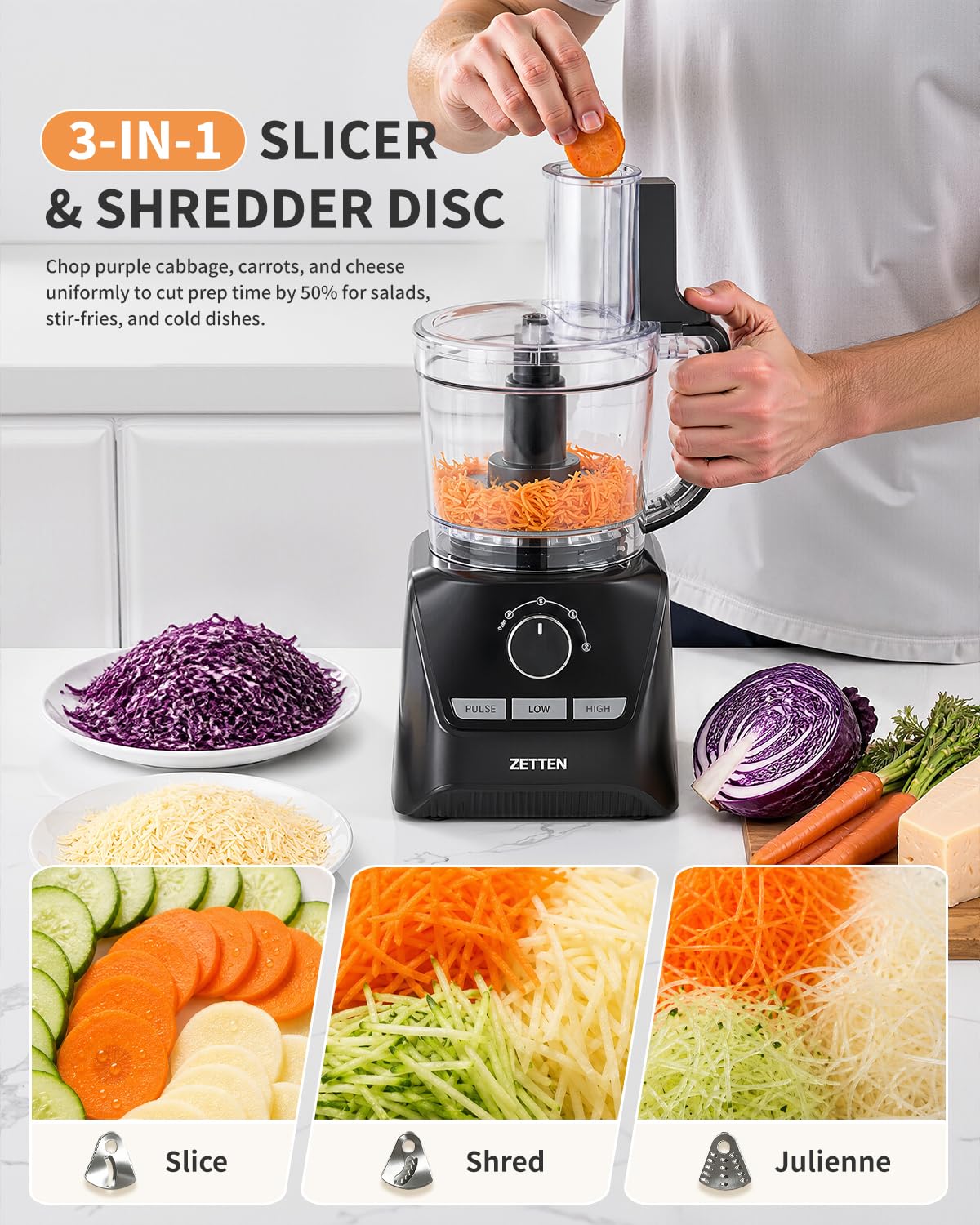 900W Black Food Processor & Blender Combo J156