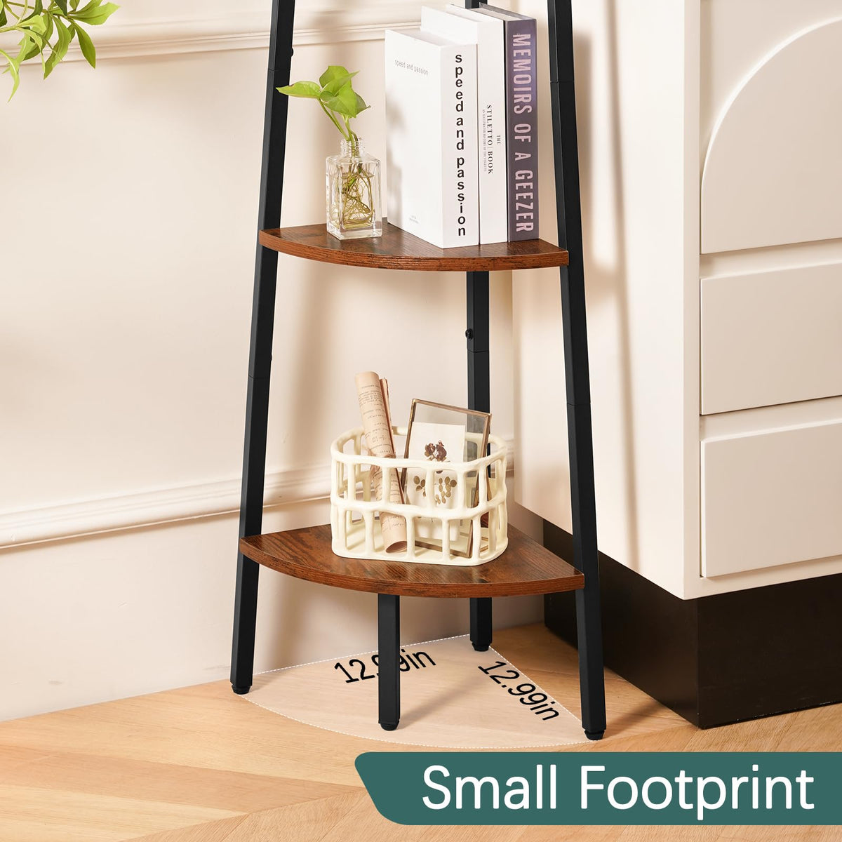 5-Tier Corner Shelf Stand with Metal Frame L648