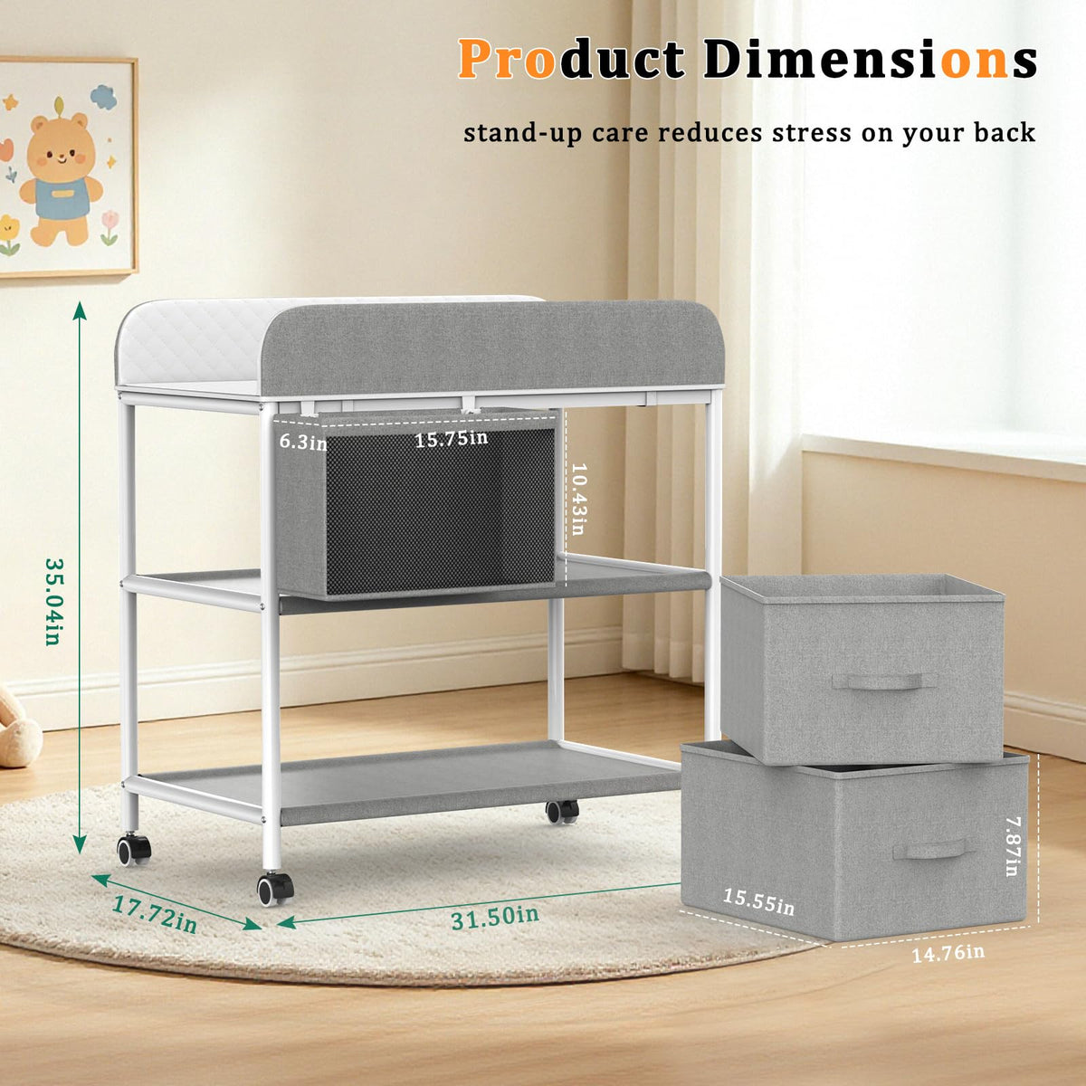 Portable Baby Changing Table with Wheels N18261