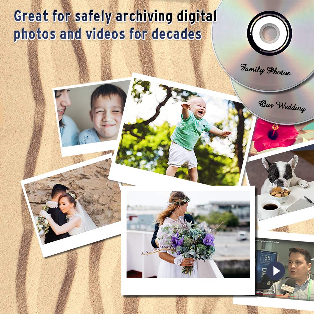 Water Resistant Glossy White Inkjet Printable BD-R DL 6x 50GB Blu-ray 10 Disc Spindle D7769