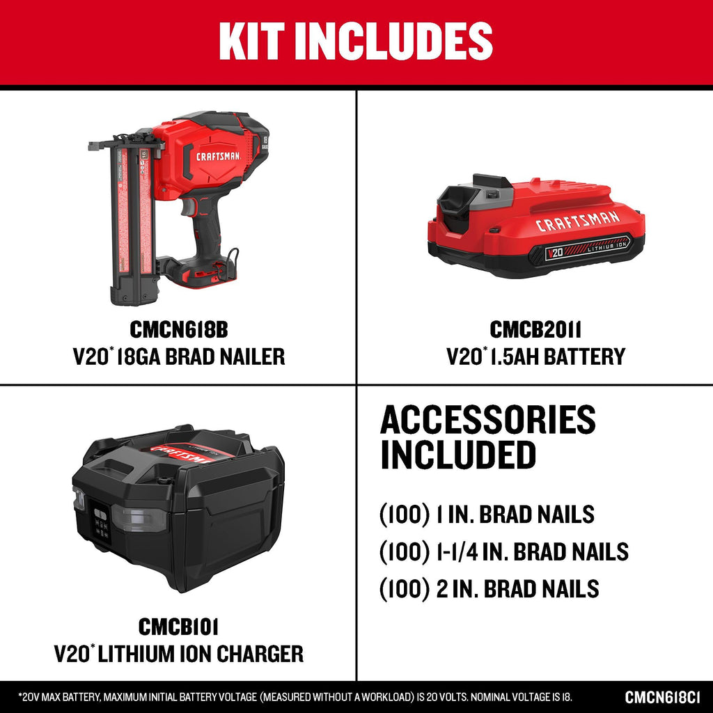 V20 Cordless Brad Nailer 18 Gauge D7432