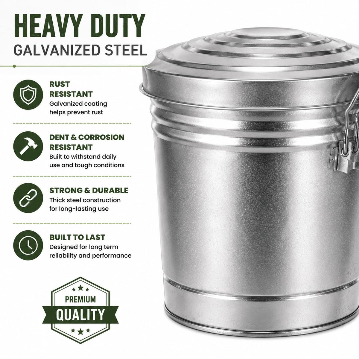 6 Gallon Metal Trash Can with Lid O50865