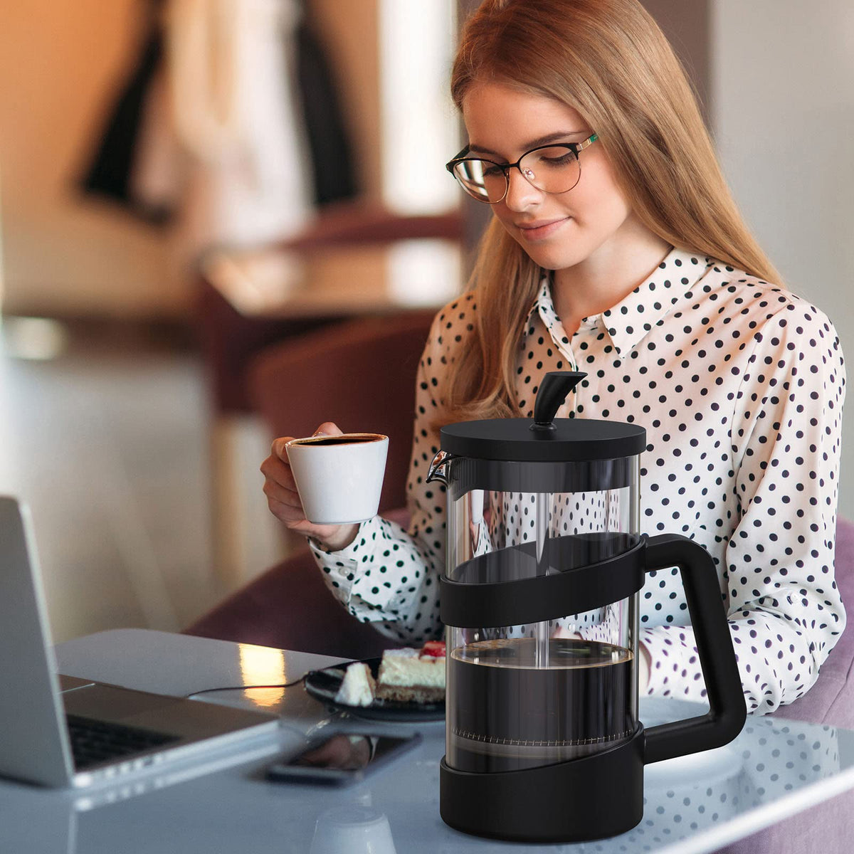 34 oz Glass French Press Coffee Maker I6493