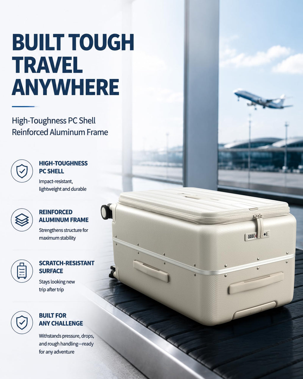 20 Inch Aluminum Frame Hard Shell Carry On Luggage with Wheels S90986