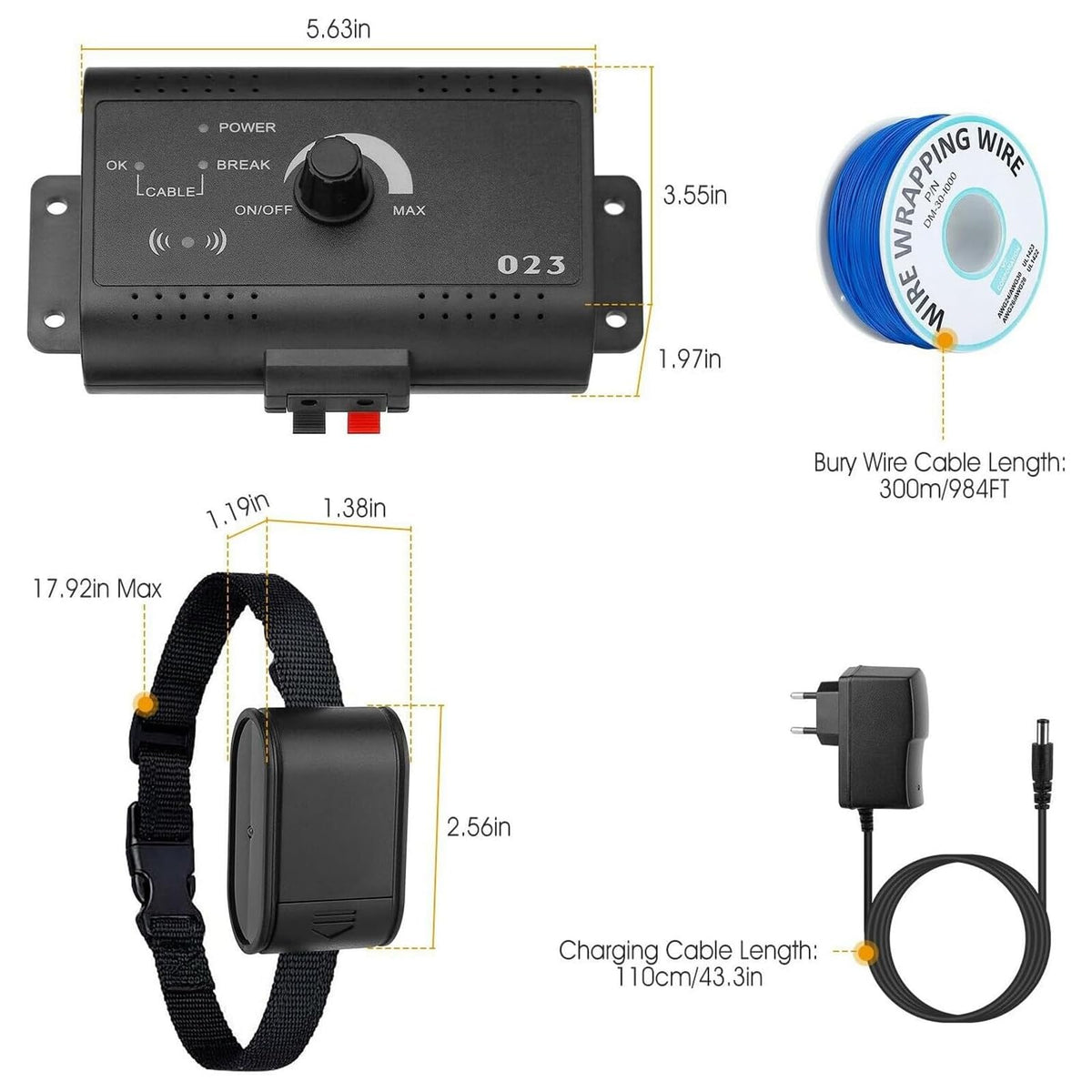 Underground Electric Dog Fence, In-Ground Pet Containment System, Waterproof Training Collar Z82533