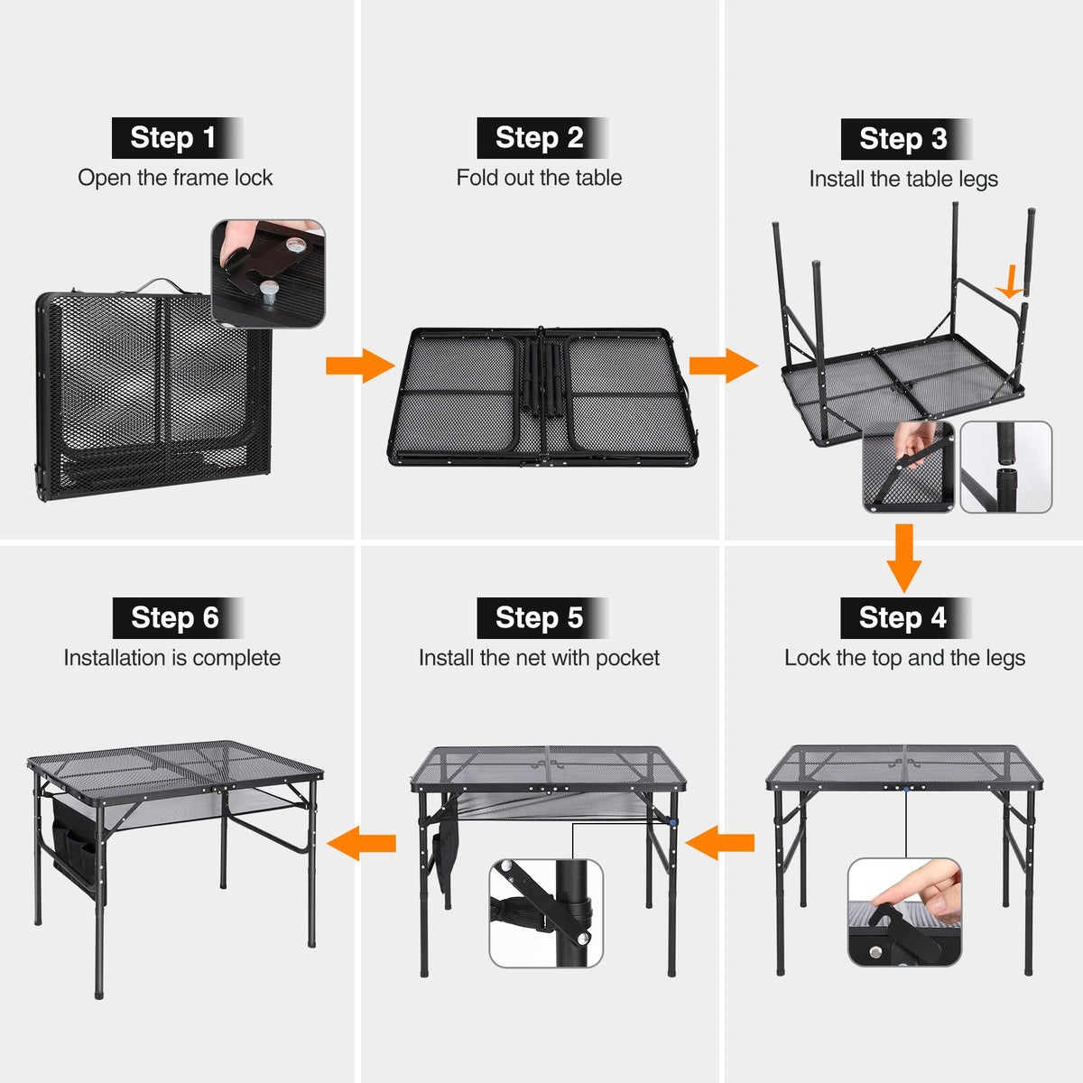 36x24 Aluminum Folding Grill Table with Adjustable Height Legs I96597