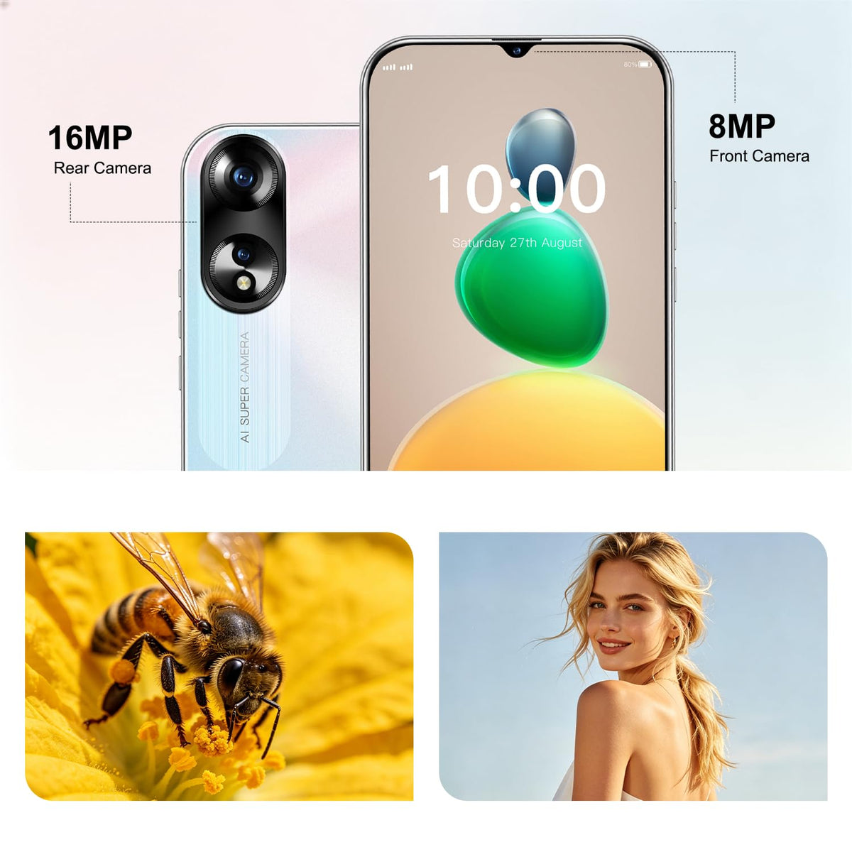 Unlocked 4G Smartphone 6.3 Inch Full Screen 3GB RAM 32GB ROM Black N472
