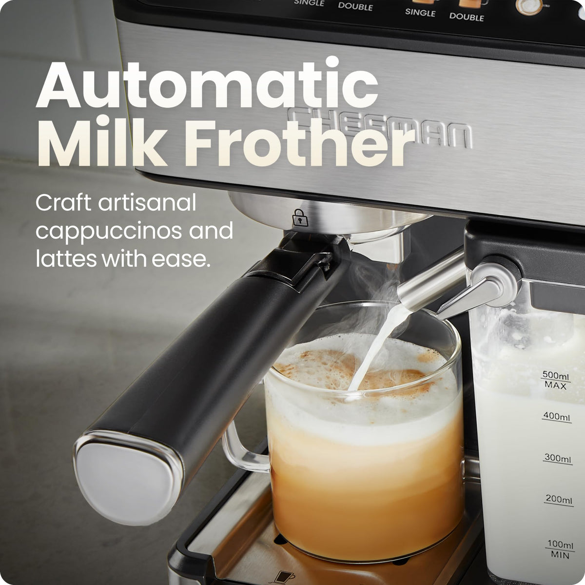 Espresso Machine with Built-In Milk Frother, 1.8 Liter Stainless Steel S4090