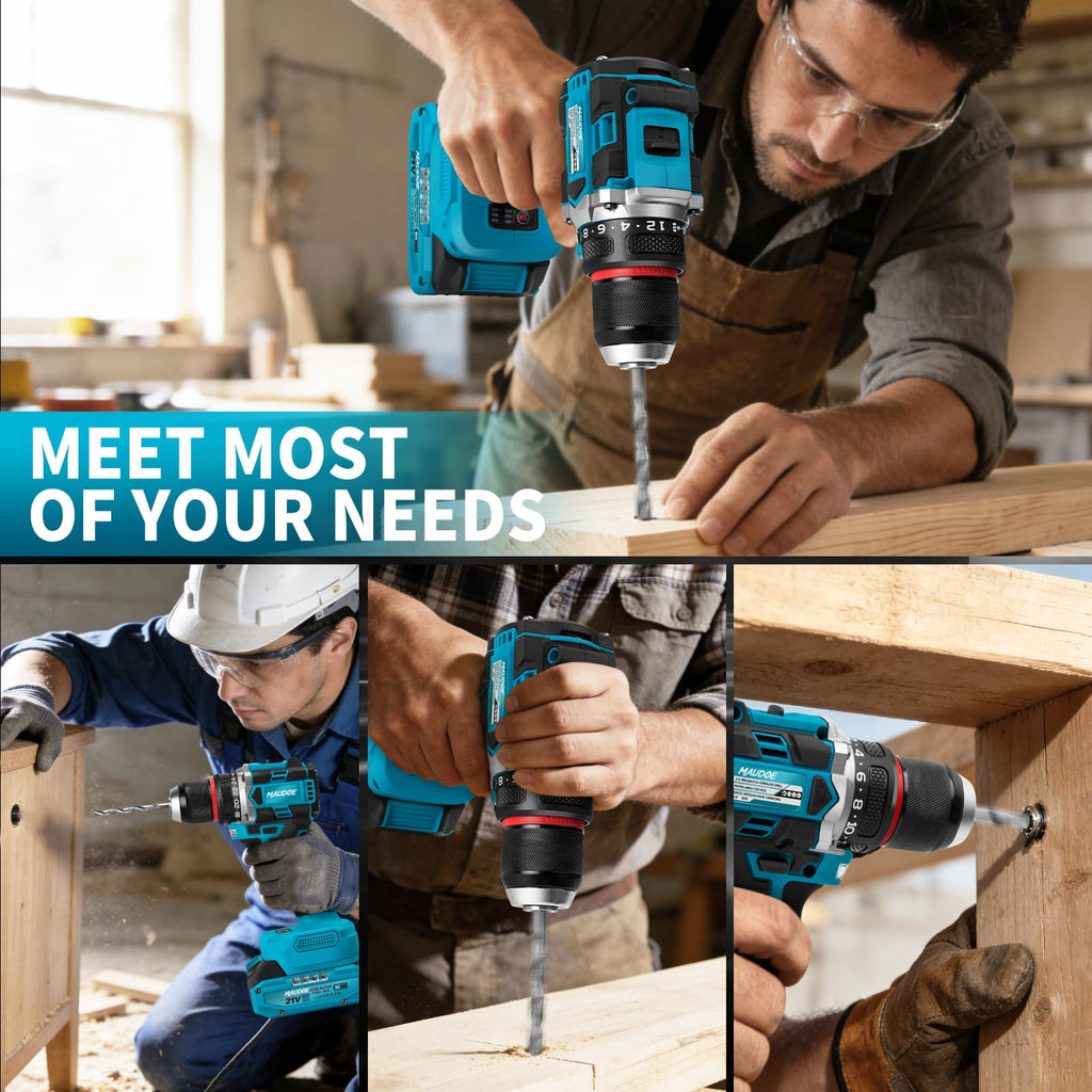 21V Brushless Cordless Drill with 2 Batteries & Charger V60360