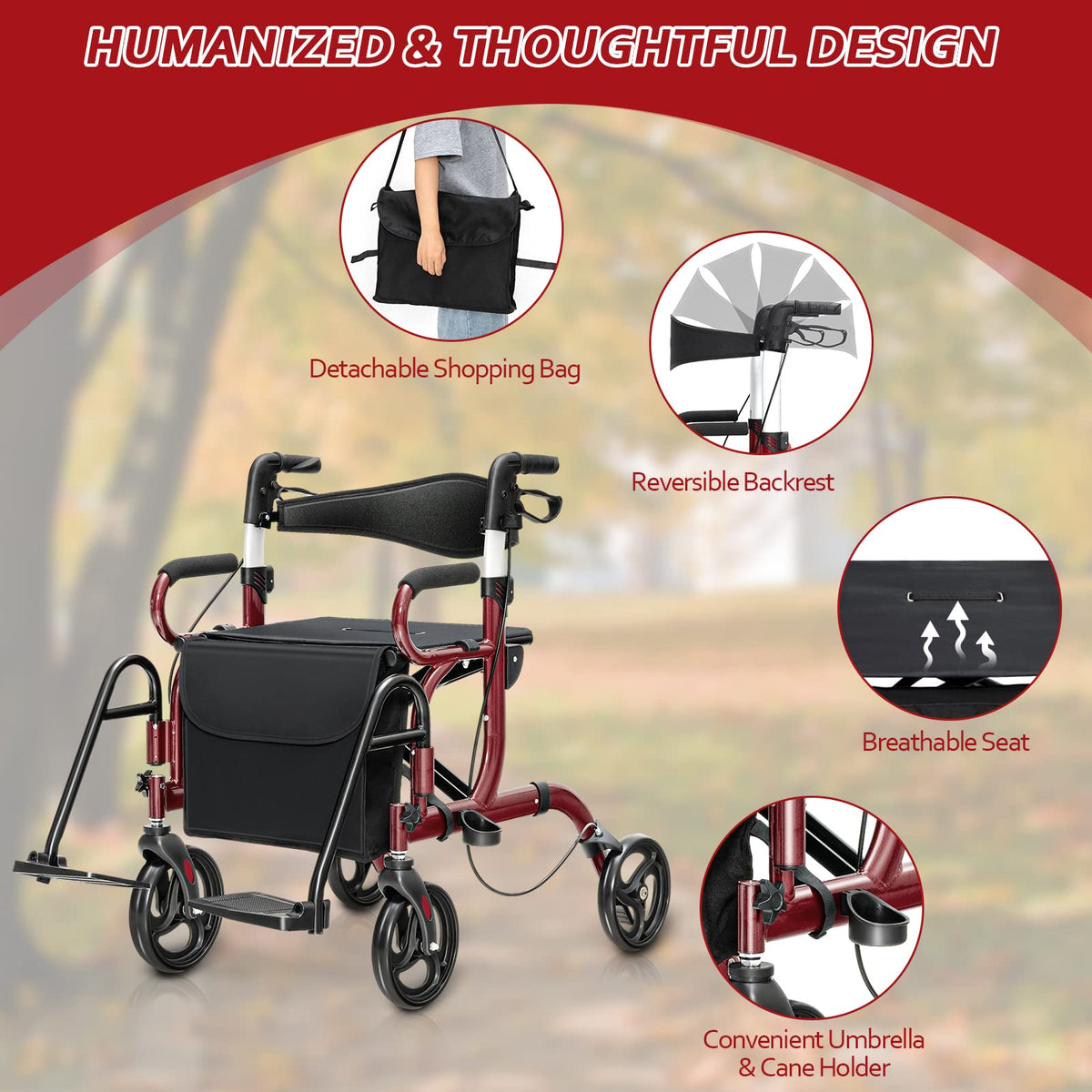 2-in-1 Rollator Walker with Seat X667725