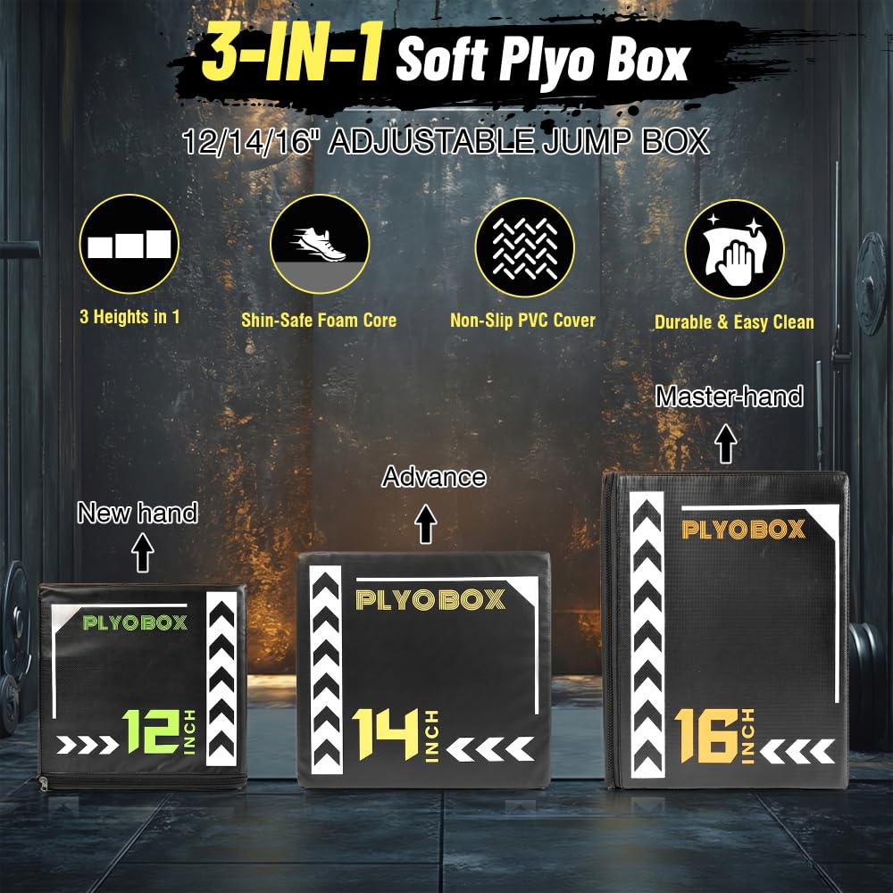 12/14/16 Inch 3-in-1 Plyometric Jump Box B423