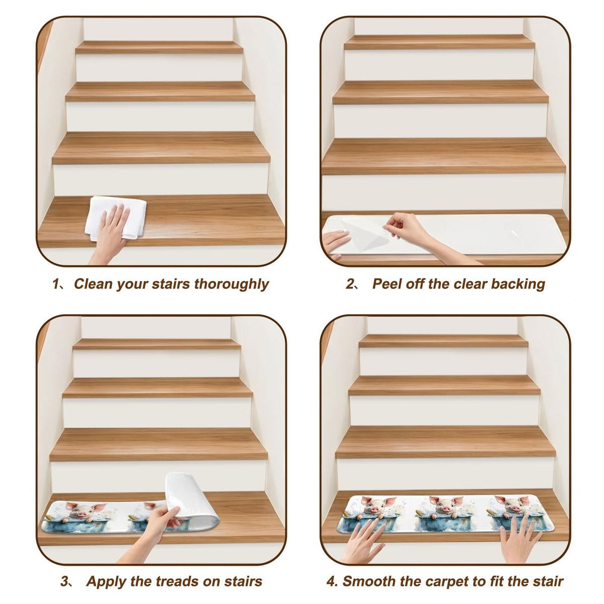 Non Slip Carpet Stair Treads 7 Pack 8"x30" V2206