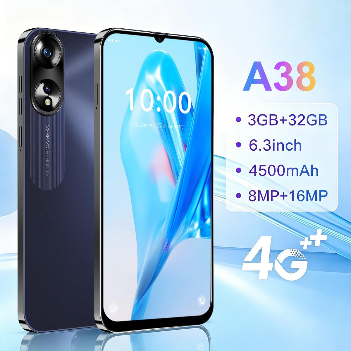 Unlocked 4G Smartphone 6.3 Inch Full Screen 3GB RAM 32GB ROM Black N472