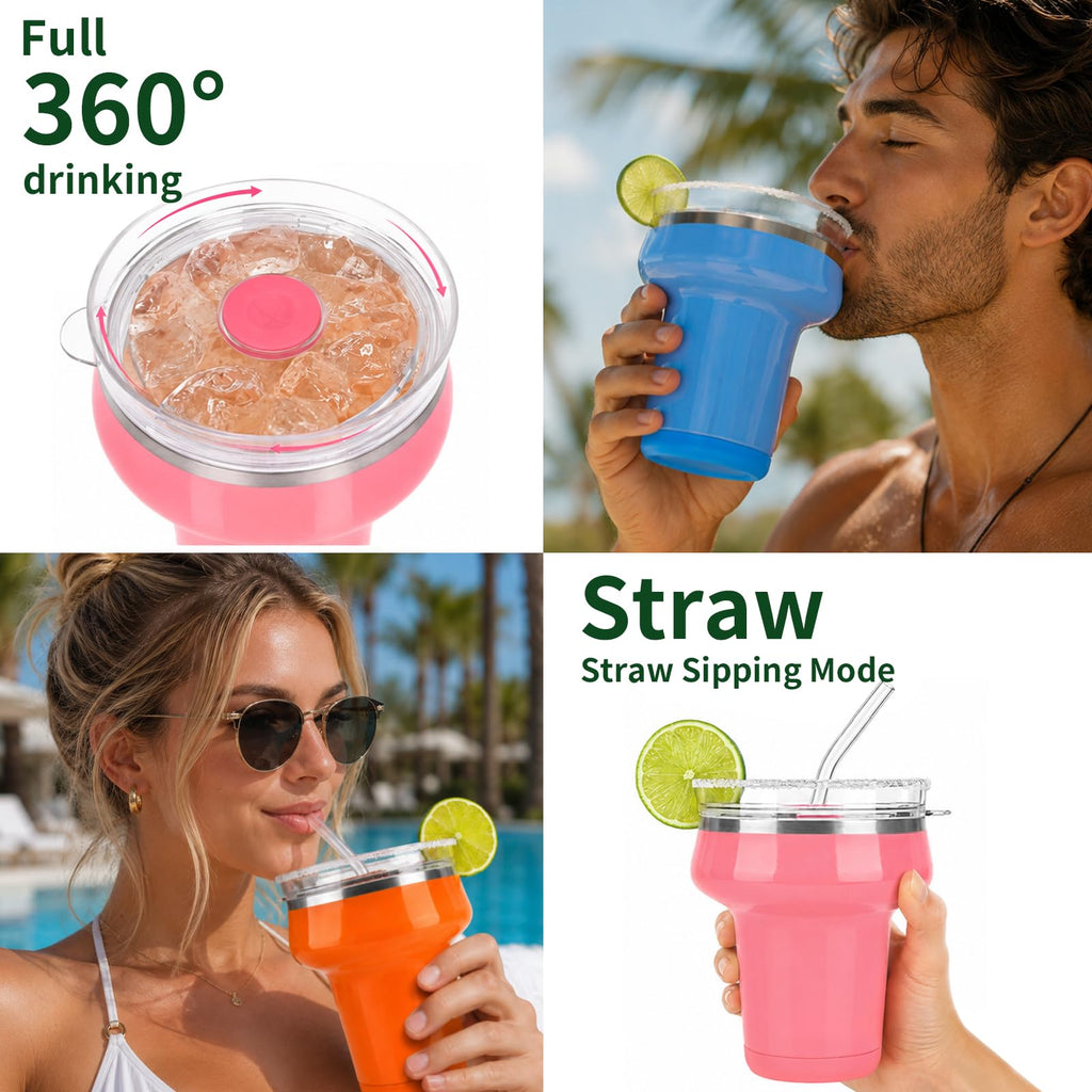 16oz Insulated Tumbler with Lid & Straws C579