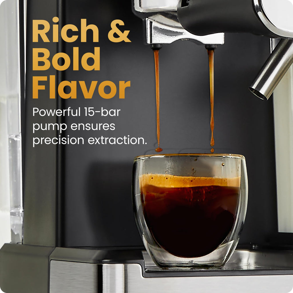 Espresso Machine with Built-In Milk Frother, 1.8 Liter Stainless Steel S4090