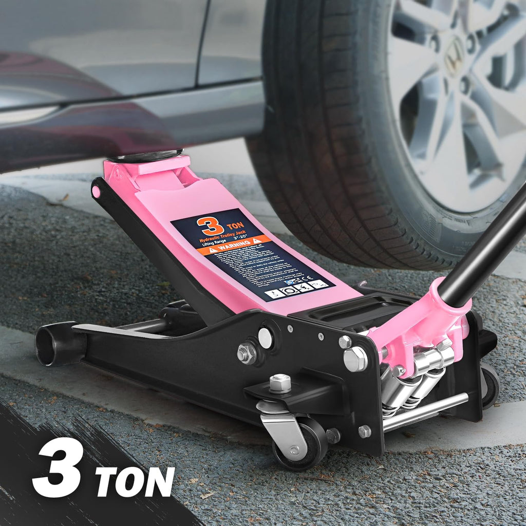 Low Profile Hydraulic Trolley Floor Jack 3 Ton Pink R268