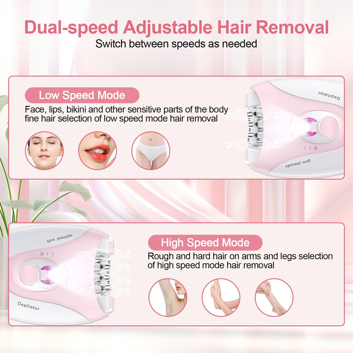 2 Speeds Rechargeable Epilator with LED Light R25740