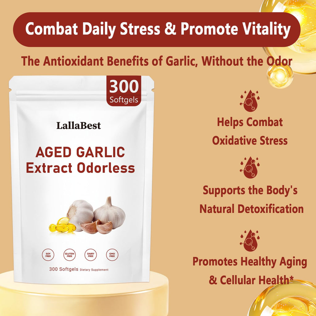 Odorless Aged Garlic Extract Capsules 300 Softgels Q525251