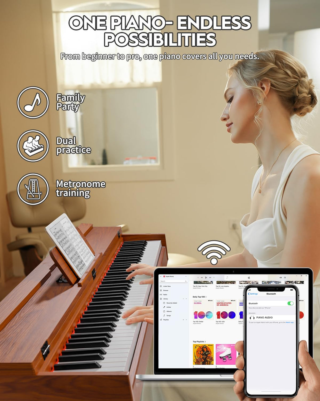 88 Key Hammer-Action Weighted Digital Piano with Stand K254294