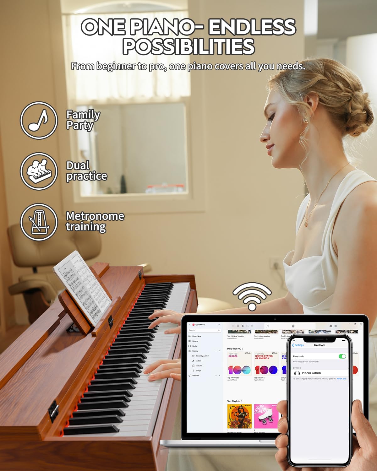 88 Key Hammer-Action Weighted Digital Piano with Stand K254294