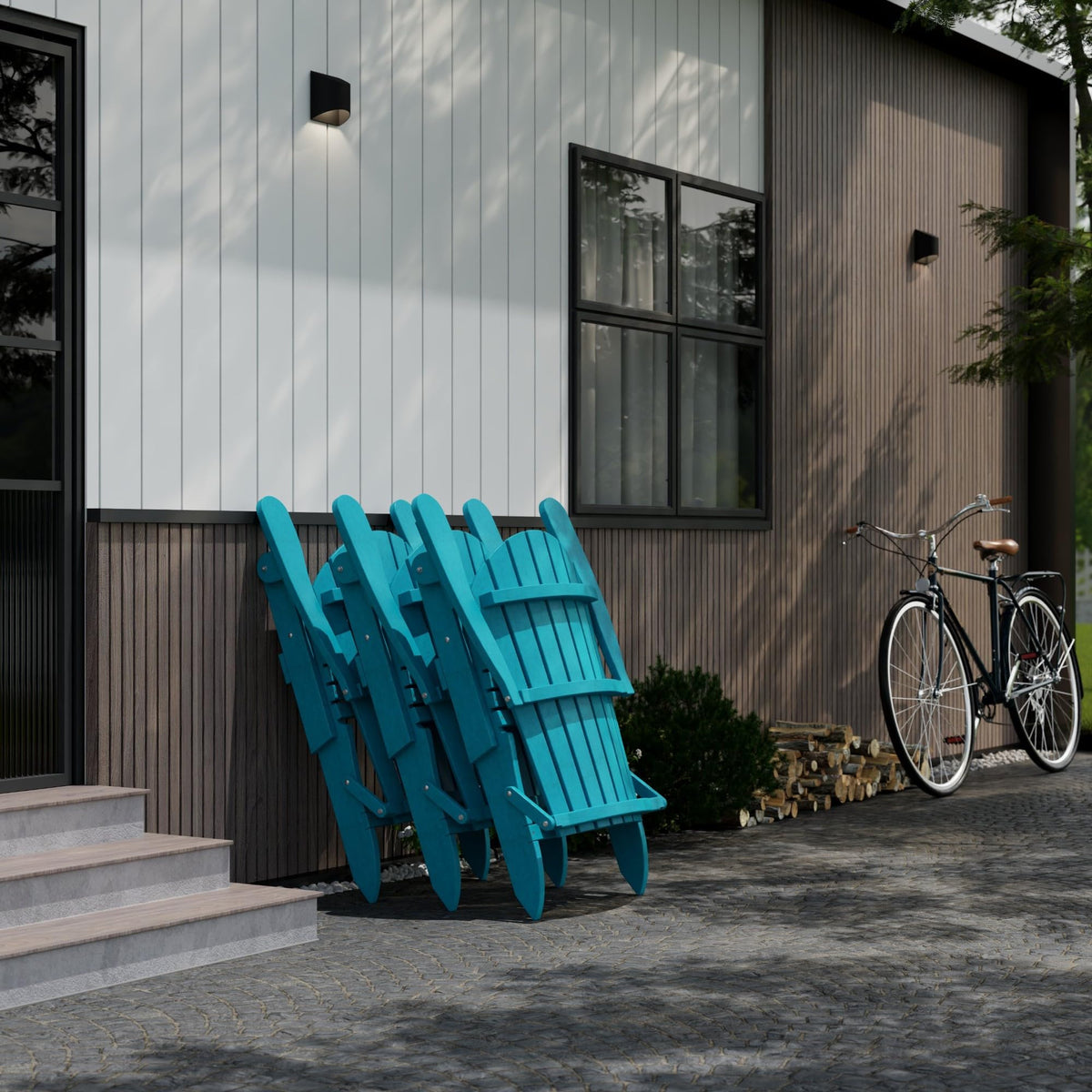 Aruba Blue Folding Adirondack Chair Q6046