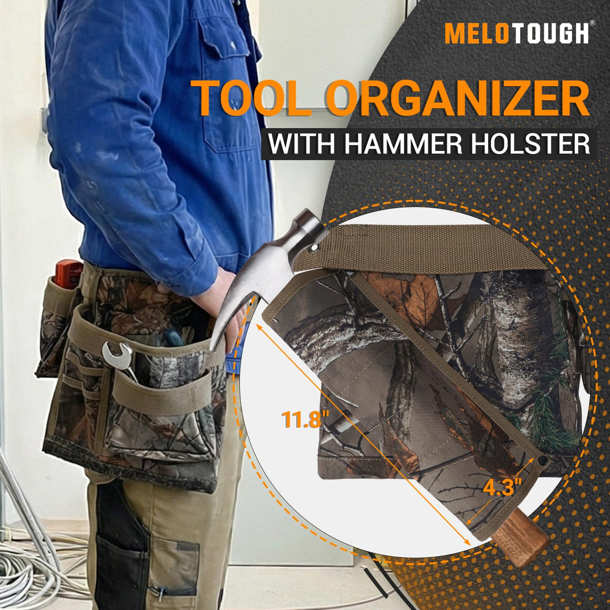 Camo Heavy Duty Adjustable Tool Belt with Pouches O5590