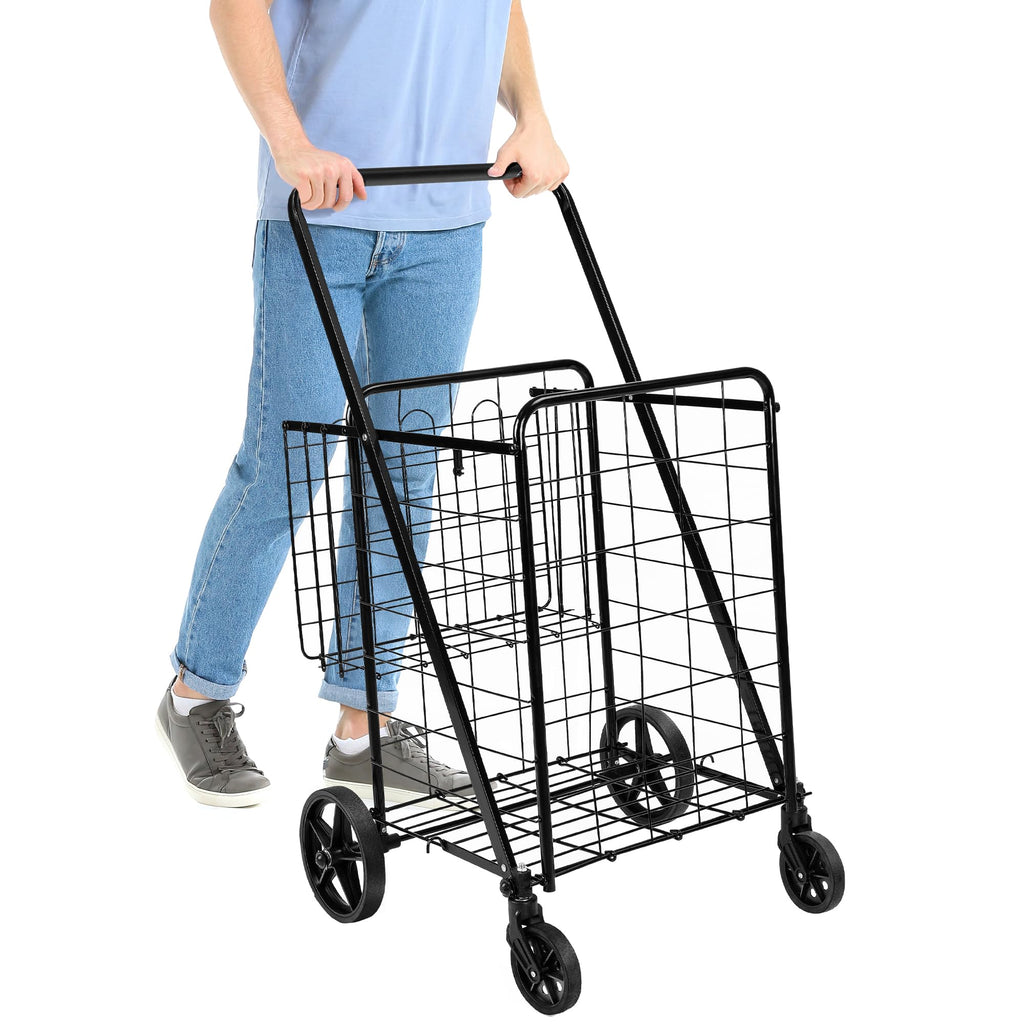 Foldable Utility Cart with 360-Degree Wheels, X-Large, Black H448