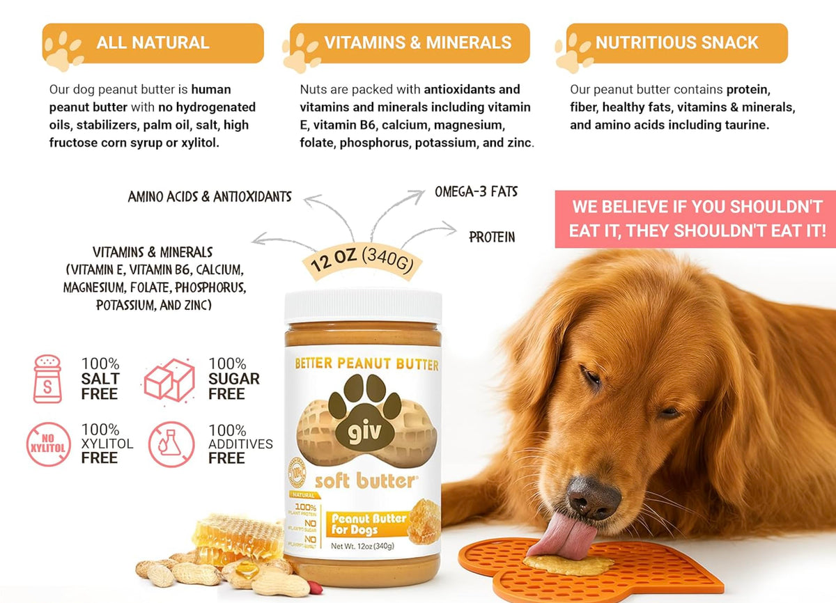 All Natural Peanut Butter 12oz Jar, 4oz Pouch & Lick Mat S208126