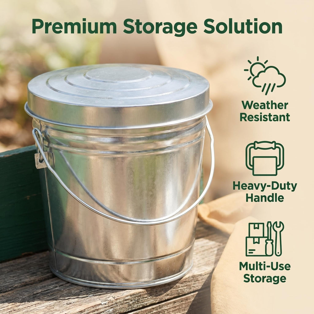 6 Gallon Galvanized Steel Bucket with Wire Bail Handle R338
