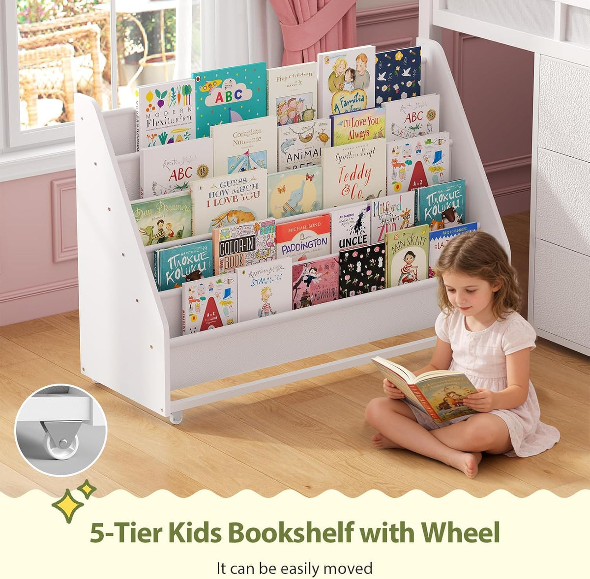 White Twin Loft Bed with Bookshelf, Display Shelf, Storage Drawers and Ladder Q8032
