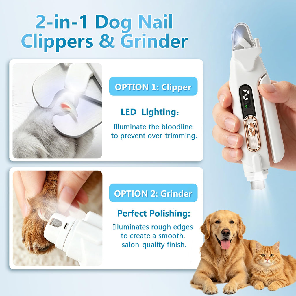 2-in-1 Quiet Electric Pet Nail Clipper & Grinder with Light P52240