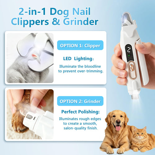 2-in-1 Quiet Electric Pet Nail Clipper & Grinder with Light P52240