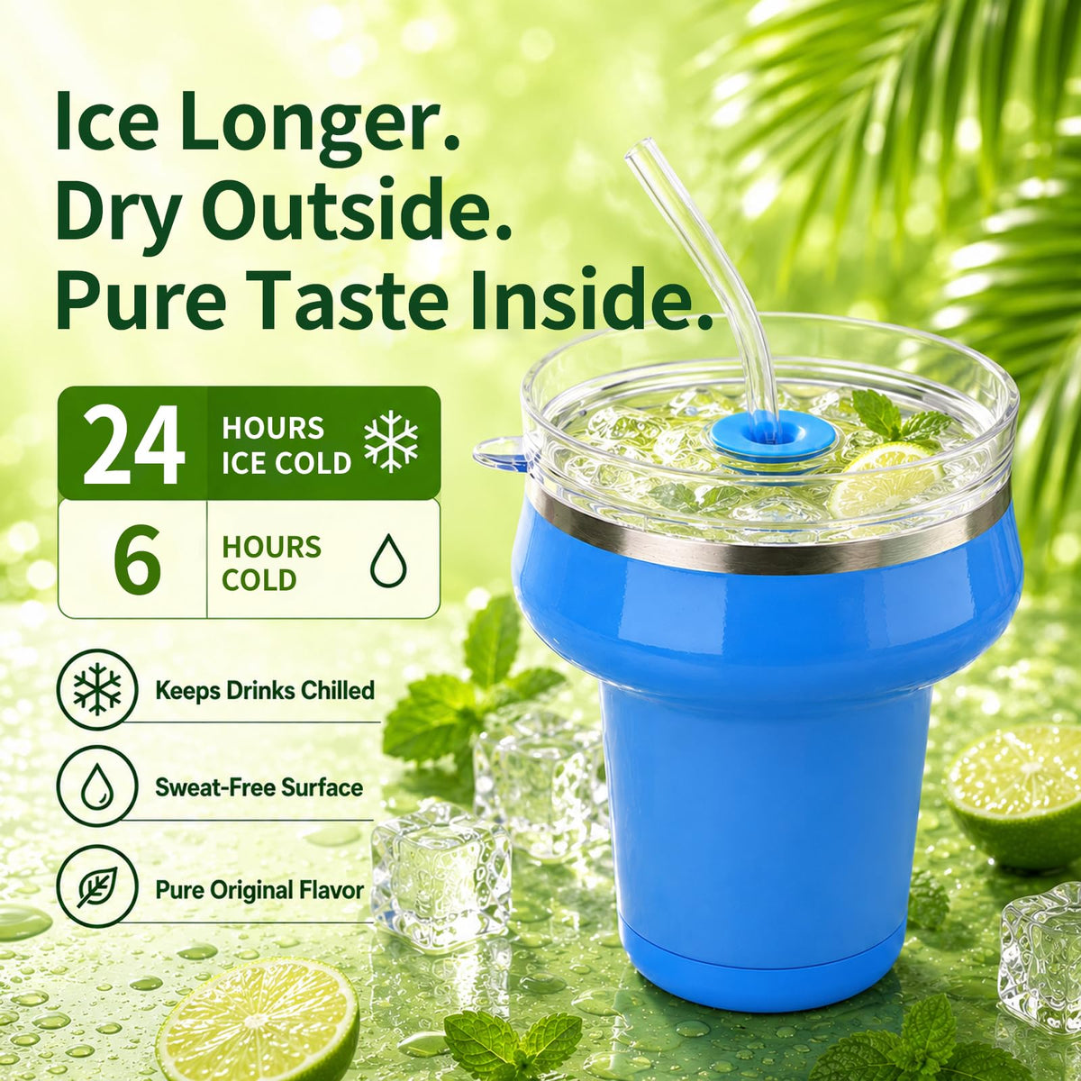 16oz Insulated Tumbler with Lid & Straws C579